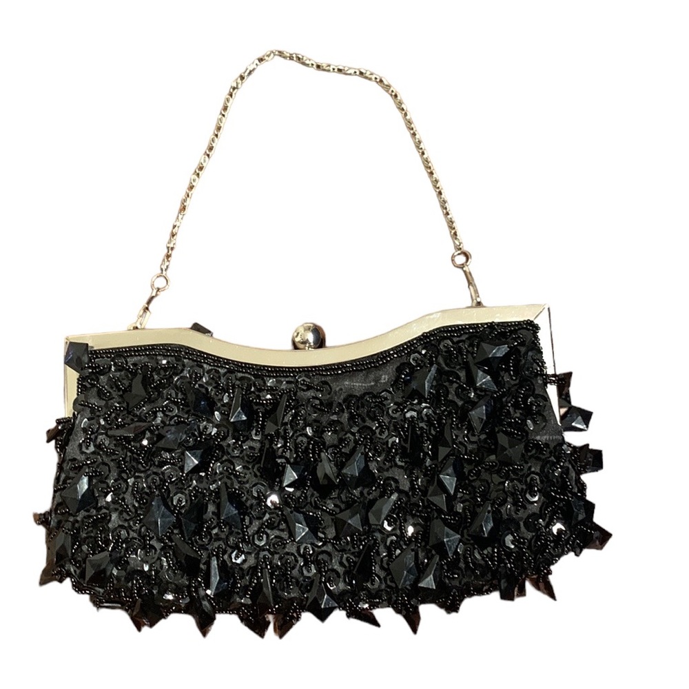 Vintage or Vintage-inspired bag-embellished and sparkly black clutch